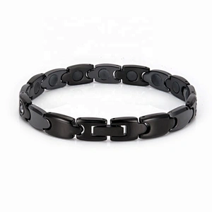 Wollet Health Fashion Black Ceramic Bio Magnetic Bracelet With Zircon