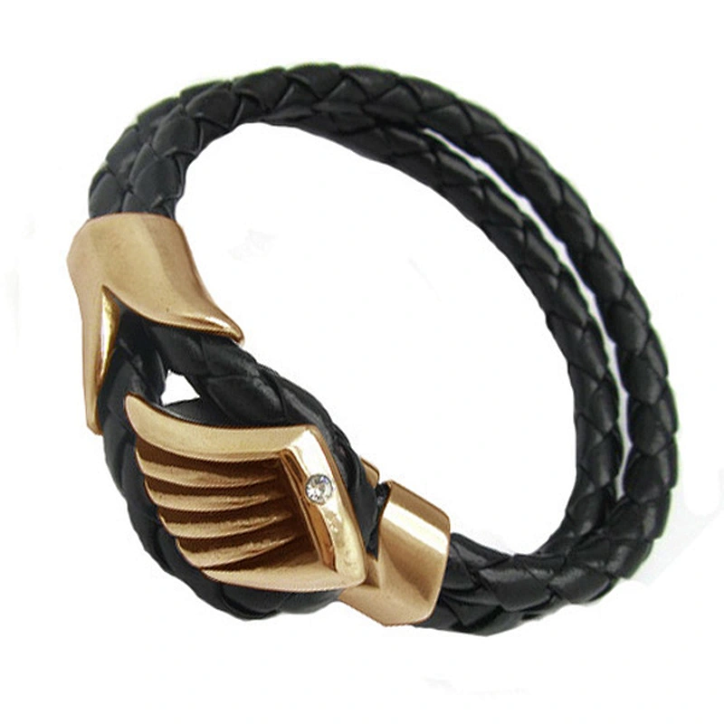 Wollet Two Row Black Braided Leather and Bone Bracelet