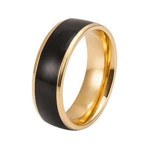 WOLLET Two Tone Stainless Steel Engravable  Engagement Wedding Couple  Rings for Her and Him