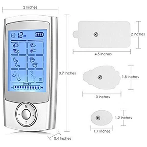 Wollet Tens Unit Machine Pulse Massage 16 Massage Modes Rechargeable Pain Relief Muscle Stimulator Massager with 4 Pads