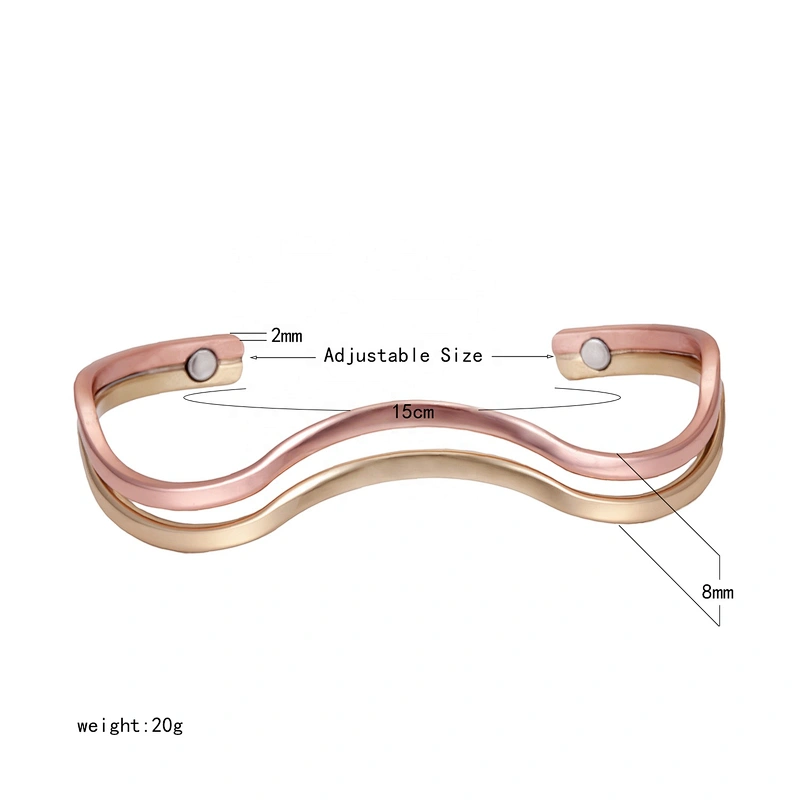 Wollet Mens Pure Copper Bangle  Arthritis Pain Relief Therapy Healthy Copper Magnetic Bracelet