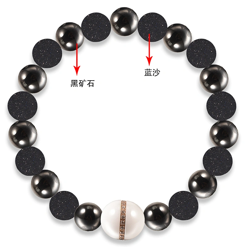 8MM Dark Grey Mixed Fine Handcrafted Lava & Obsidian Beads Hematite Bracelets