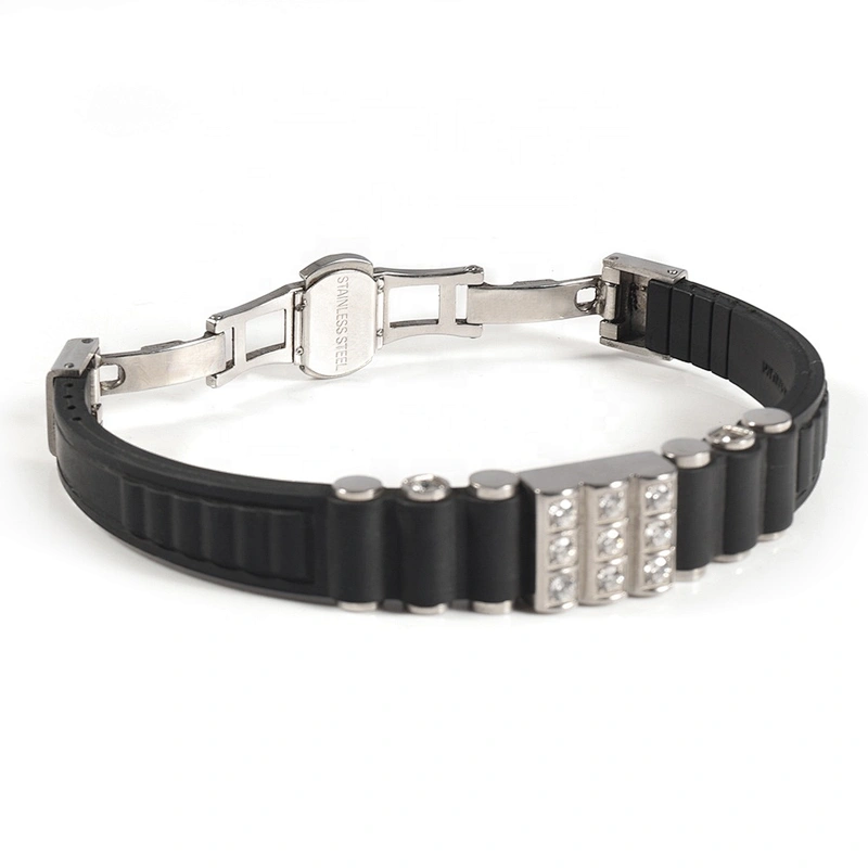 Wollet Fashion CZ Stone Energy Silicon Bio Magnetic Silicone Bracelet