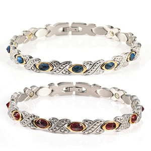 Wollet Fashion Stainless Steel Bracelet Anklet Titanium Necklace Inlaid With Multicolor Natural Crystal Jewelry