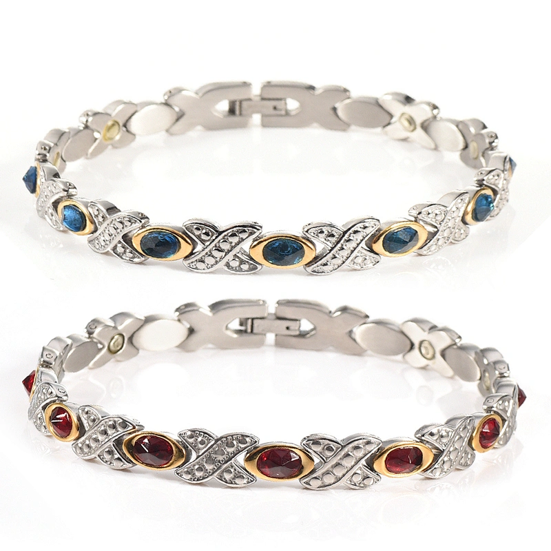 Wollet Fashion Stainless Steel Bracelet Anklet Titanium Necklace Inlaid With Multicolor Natural Crystal Jewelry
