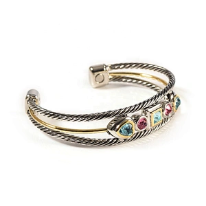Wollet Fashion Health Cz Stone Pure Copper Magnetic Bracelets
