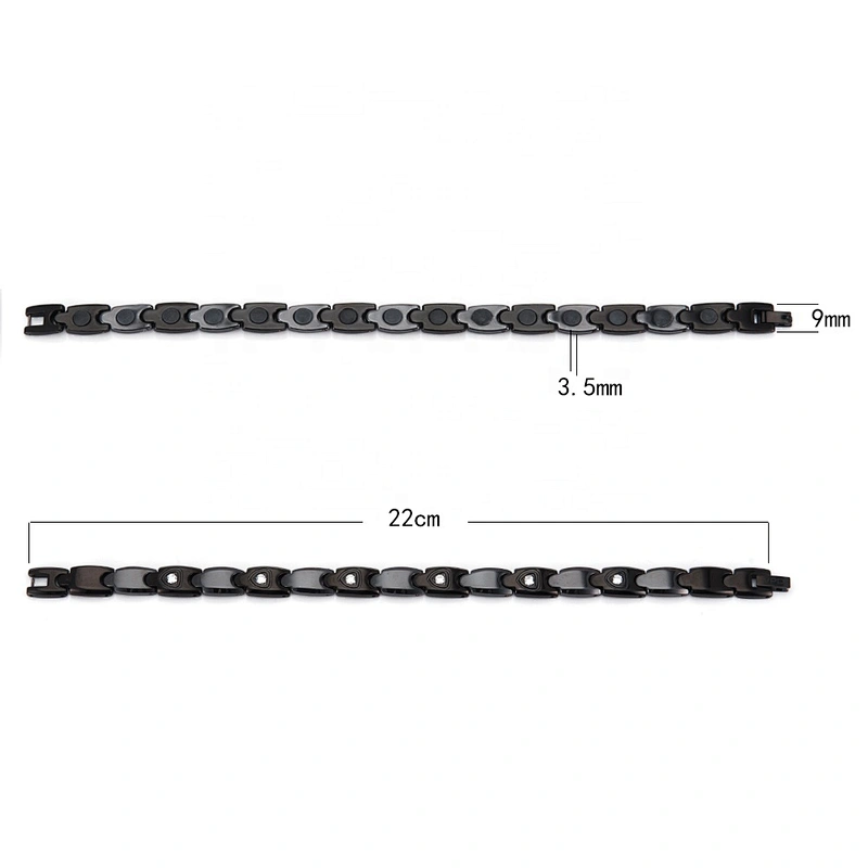 Wollet Health Fashion Black Ceramic Bio Magnetic Bracelet With Zircon