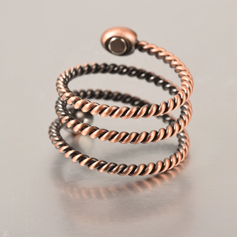 Wollet Magnetic Copper Ring Arthritis Women Pure Copper Rings for Women Adjustable Health with 3PCS Magnets