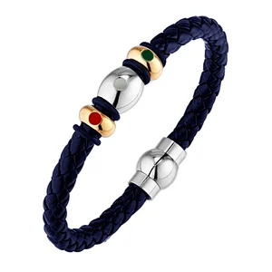 breathtaking double hematite balls braided leather bracelet bijoux