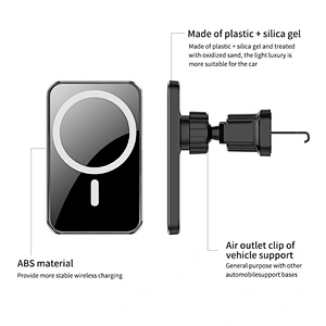 Wollet 15W Magnetic Car Wireless Charger Mobile Phone Holder Magsafe Charger for Phone