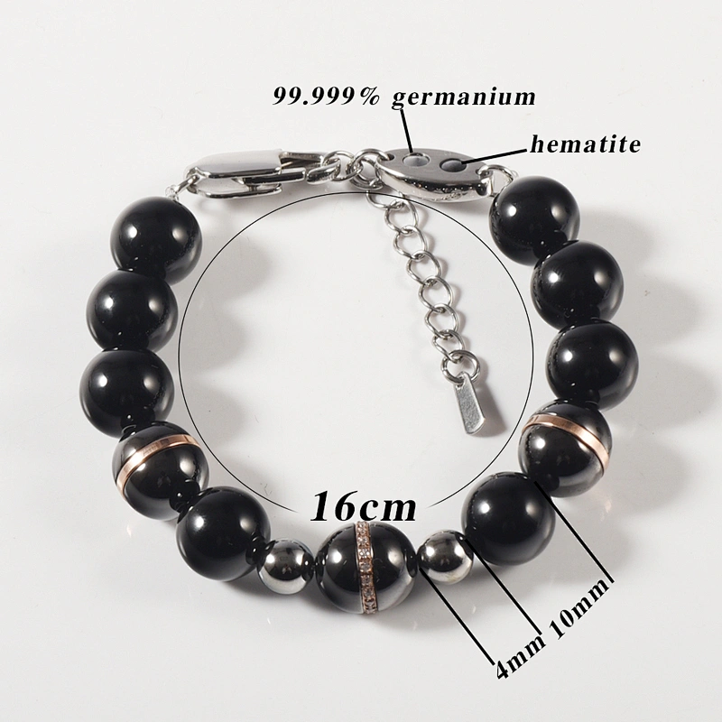 Wollet Fashion CZ Stone Germanium Bio Magnetic Ceramic Bead Bracelet