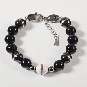 Wollet Fashion CZ Stone Germanium Bio Magnetic Ceramic Bead Bracelet