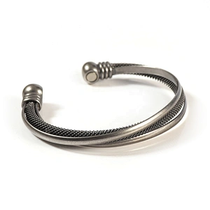 Wollet Health Energy Black Silver Plated Bio Magnetic Copper Bracelet