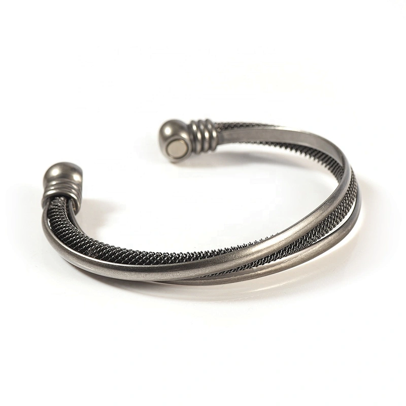 Wollet Health Energy Black Silver Plated Bio Magnetic Copper Bracelet