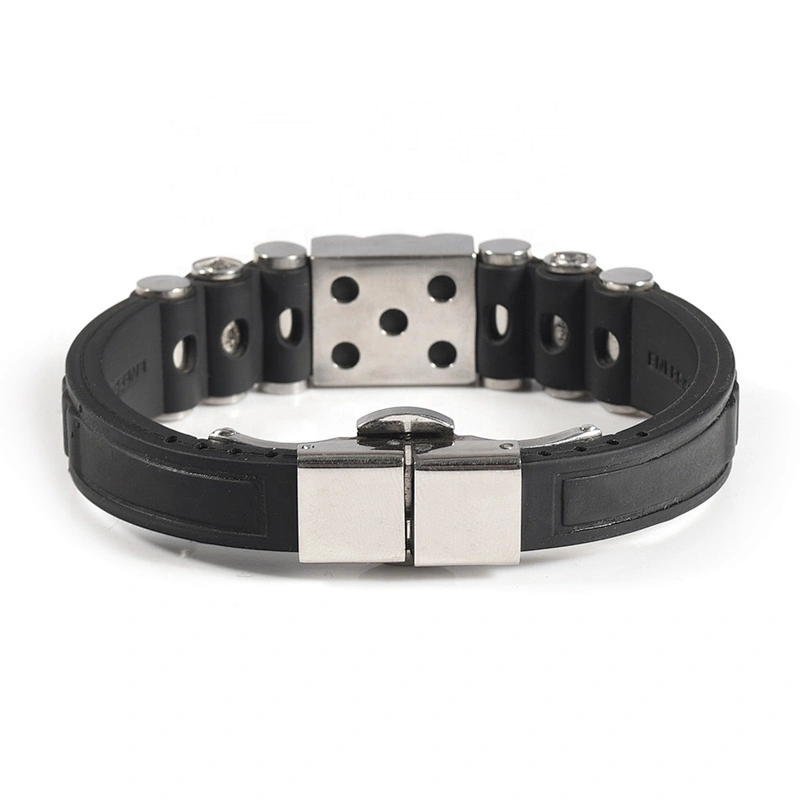 Wollet Fashion CZ Stone Energy Silicon Bio Magnetic Silicone Bracelet