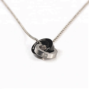Wollet Fashion Health Double Round CZ Stone 316L Stainless Steel Pendant