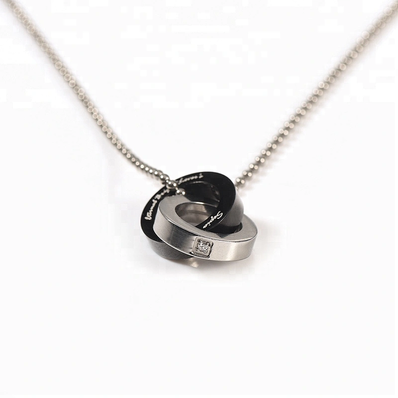 Wollet Fashion Health Double Round CZ Stone 316L Stainless Steel Pendant