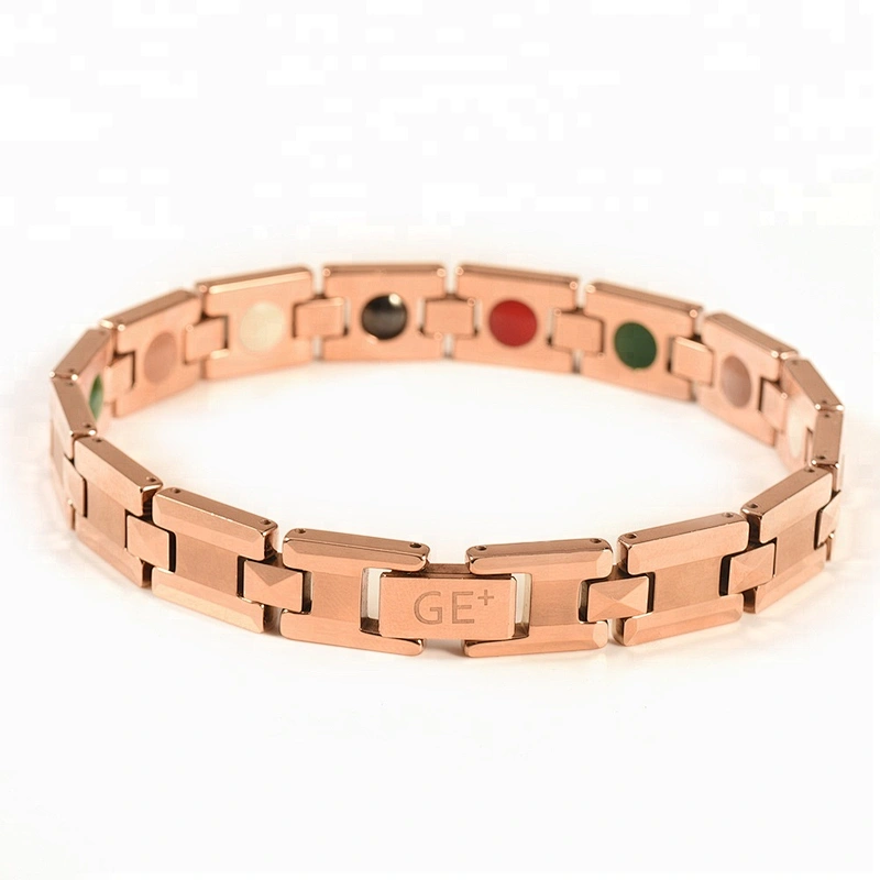 Wollet 5 In 1 Health Tourmaline Ion Magnetic Infrared Gold Plated Tungsten Bracelet For Men Women