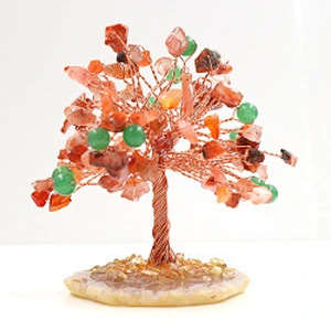 Wollet Natural Crystal Crushed Stone Fortune Tree Home Decoration