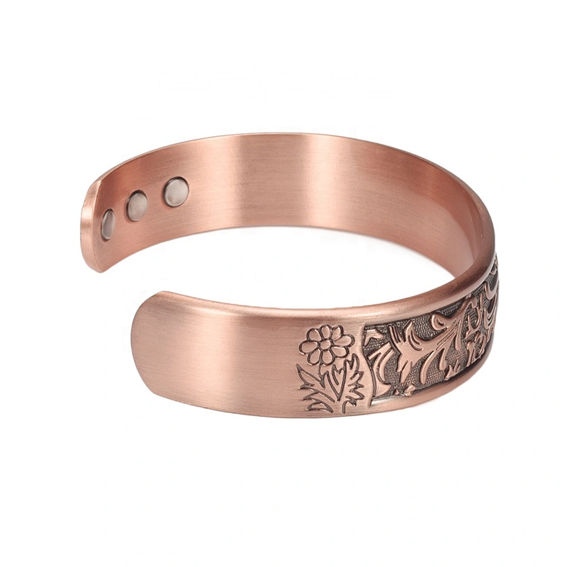 Wollet Fashion Flower Design Health Energy Bio Magnetic Copper Bracelet