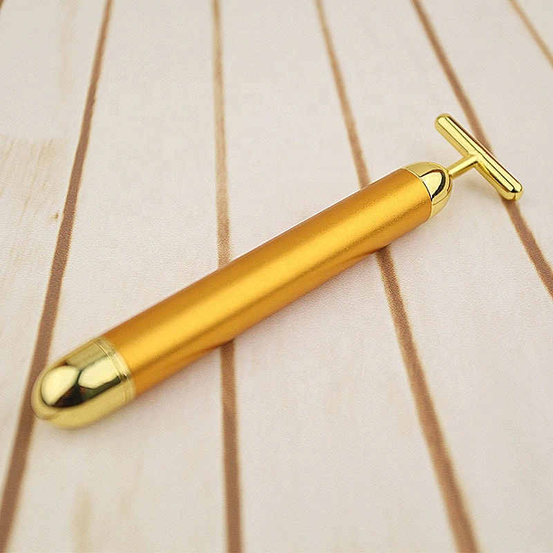 Wollet 24K Gold Beauty Stick Eco-friendly Electric T-shaped Facial Massager