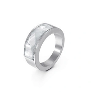 Wollet Classic Retro Multicolor Wedding Ring Crystal Glass Stainless Steel Ring