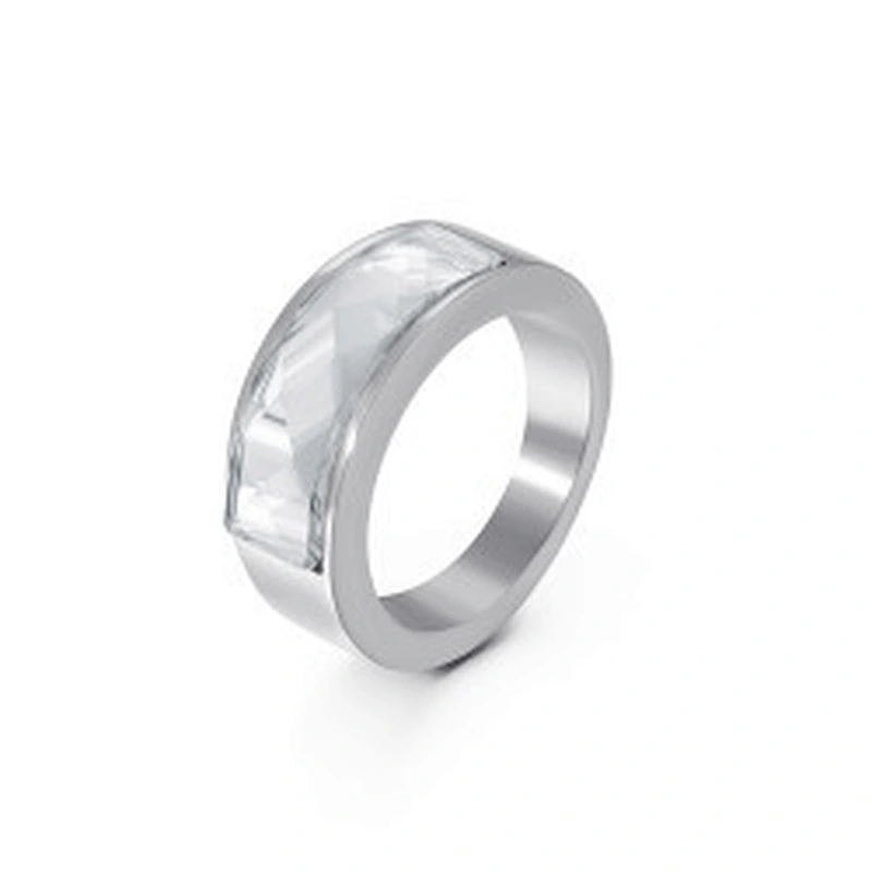 Wollet Classic Retro Multicolor Wedding Ring Crystal Glass Stainless Steel Ring