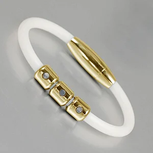 Man 4 in 1 Bio Elements positive Friendly energy sports titanium silicone magnetic bracelet