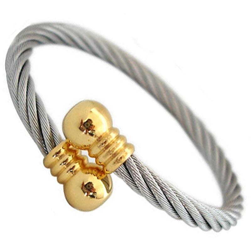 Coffee Plating Stainless Steel Cable Bracelet With Magnetic Balls