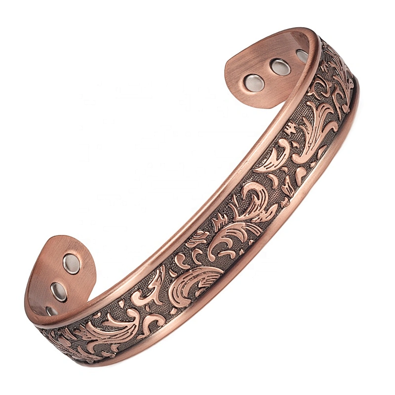 Wollet Fashion Flower Design Health Energy Bio Magnetic Copper Bracelet