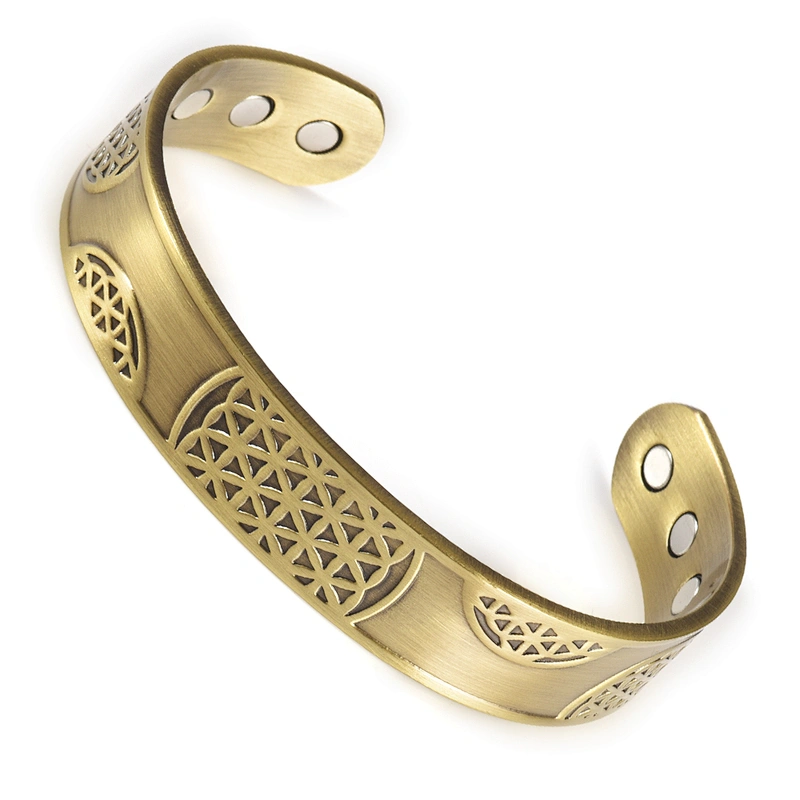 Wollet Hot Sale Mens Powerful Arthritis Magnetic Copper Bracelet gold plated bangle