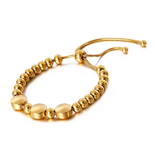 Wollet Fashion Women's New Stainless Steel Bead Adjustable Bracelet