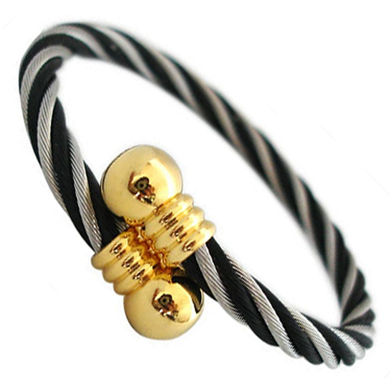 Coffee Plating Stainless Steel Cable Bracelet With Magnetic Balls