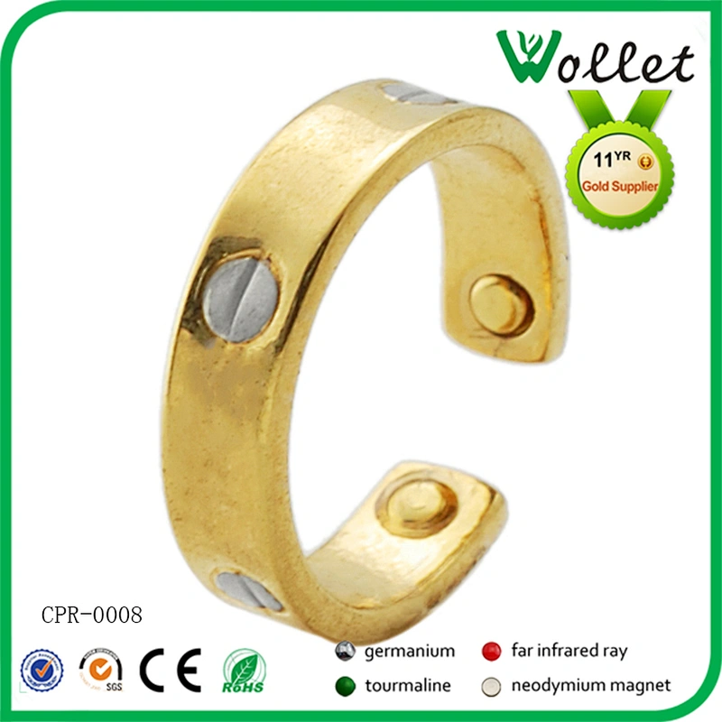 Screw Design Gold Plated Magnetic Mens Antique Copper Ring