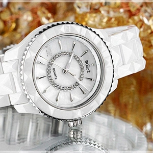Wollet Luxury Sapphire Crystal White Ceramic Watch Band Ceramic Wrist Watch For Women