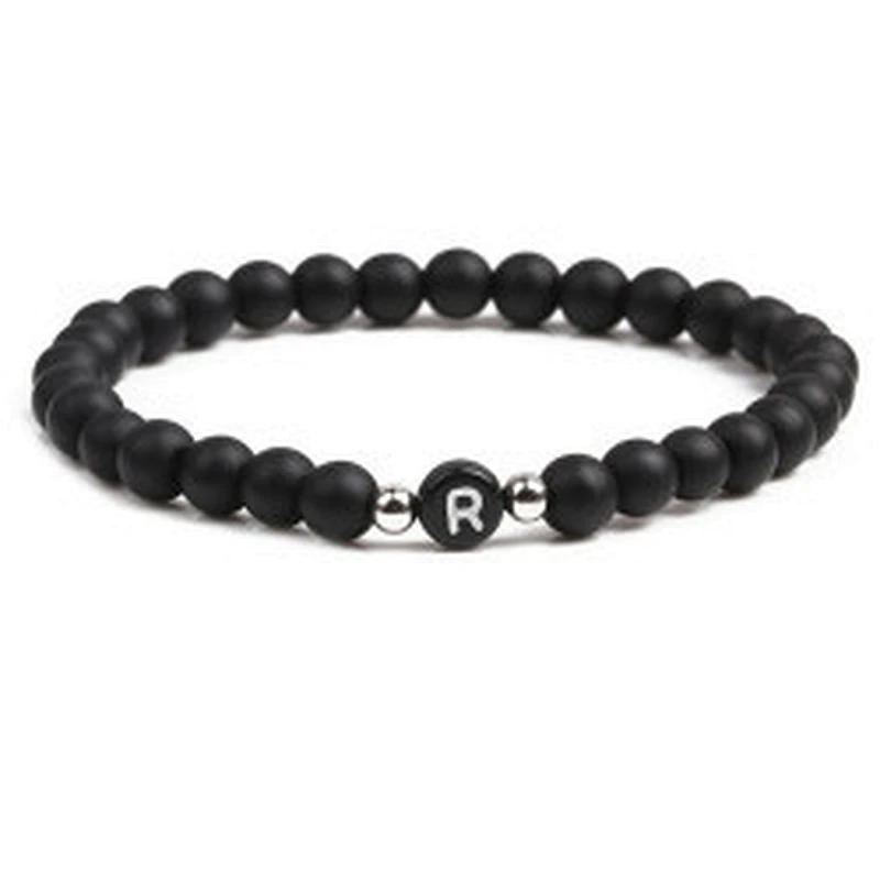 Wollet fashion black small natural lava rock stone bead bracelet