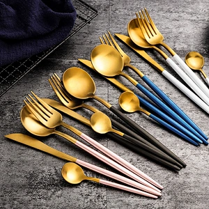 Wollet New Design Tableware Dinnerware Sets Dinner Plate Sets Copper Fork Spoon Pure Copper Tableware Set