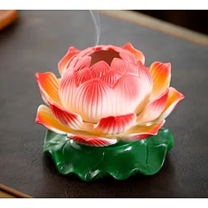 Wollet Home Interior Zen Decoration Ceramic Color Lotus Incense Burner Aromatherapy Burner Crafts