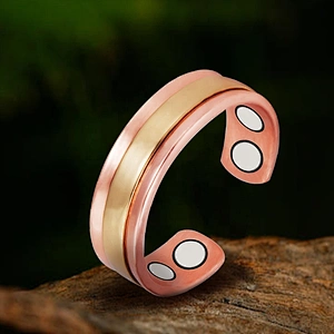 Wollet Magnetic Copper Ring Arthritis Women Pure Copper Rings for Women Adjustable Health with 3PCS Magnets