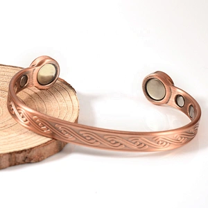 Wollet Fashion Flower Design Health Energy Bio Magnetic Copper Bracelet