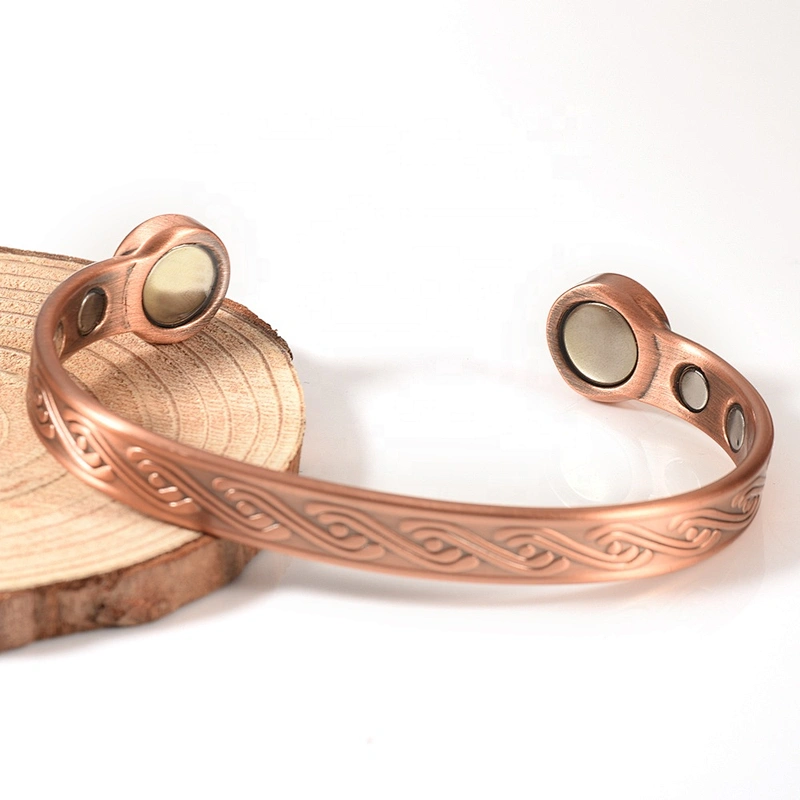 Wollet Fashion Flower Design Health Energy Bio Magnetic Copper Bracelet