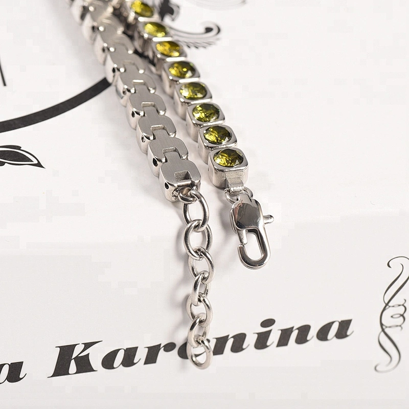Wollet Fashion Square Natural Crystal 316L Stainless Steel Bracelet