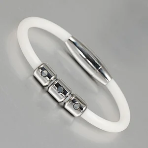 Man 4 in 1 Bio Elements positive Friendly energy sports titanium silicone magnetic bracelet
