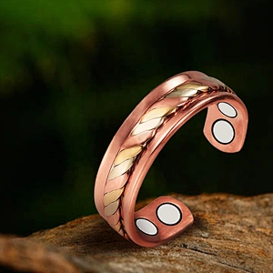 Wollet Magnetic Copper Ring Arthritis Women Pure Copper Rings for Women Adjustable Health with 3PCS Magnets