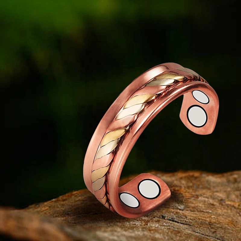 Wollet Magnetic Copper Ring Arthritis Women Pure Copper Rings for Women Adjustable Health with 3PCS Magnets