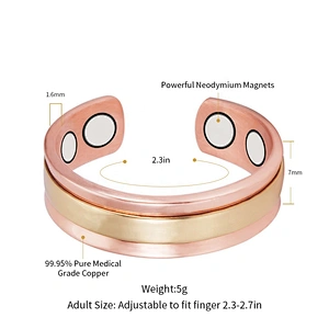 Wollet Magnetic Copper Ring Arthritis Women Pure Copper Rings for Women Adjustable Health with 3PCS Magnets