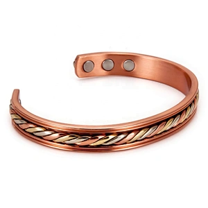 Wollet Mens Pure Copper Bangle  Arthritis Pain Relief Therapy Healthy Copper Magnetic Bracelet
