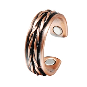 Wollet Magnetic Copper Ring Arthritis Women Pure Copper Rings for Women Adjustable Health with 3PCS Magnets