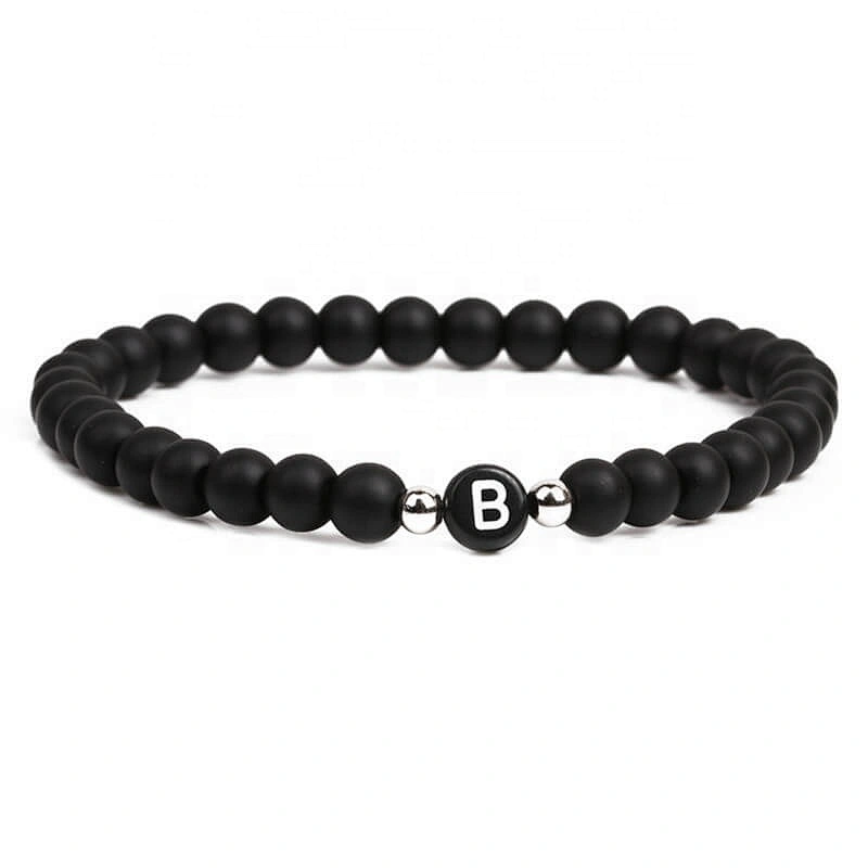 Wollet fashion black small natural lava rock stone bead bracelet