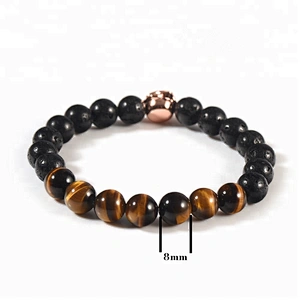 Wollet Fashion Lava Stone Tiger Eye Stone Pure Copper Flower Bead Bracelet